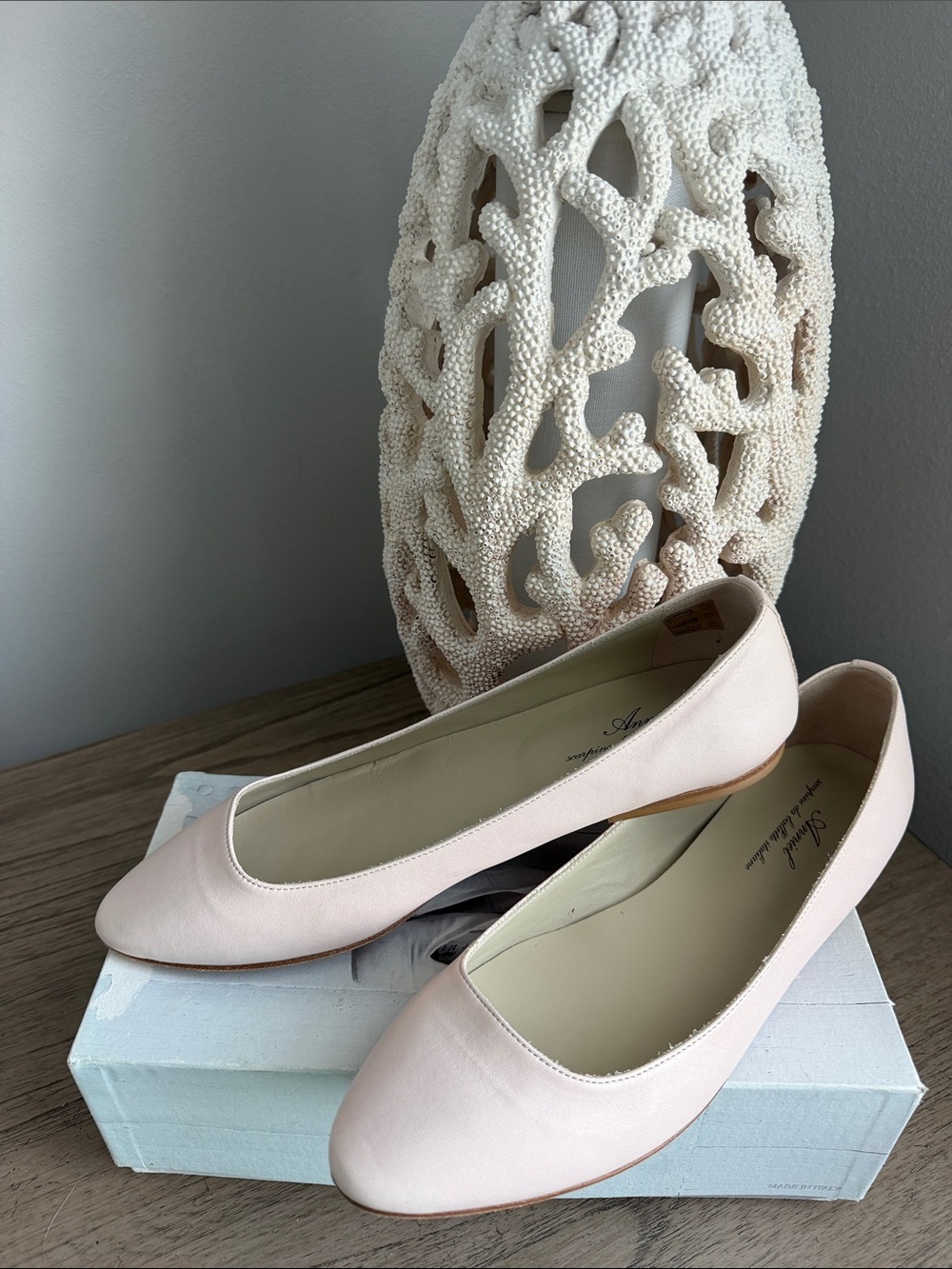 Leather Women's Ballet Flats in Light Pink Made in Italy Size IT 41 - US 10.5